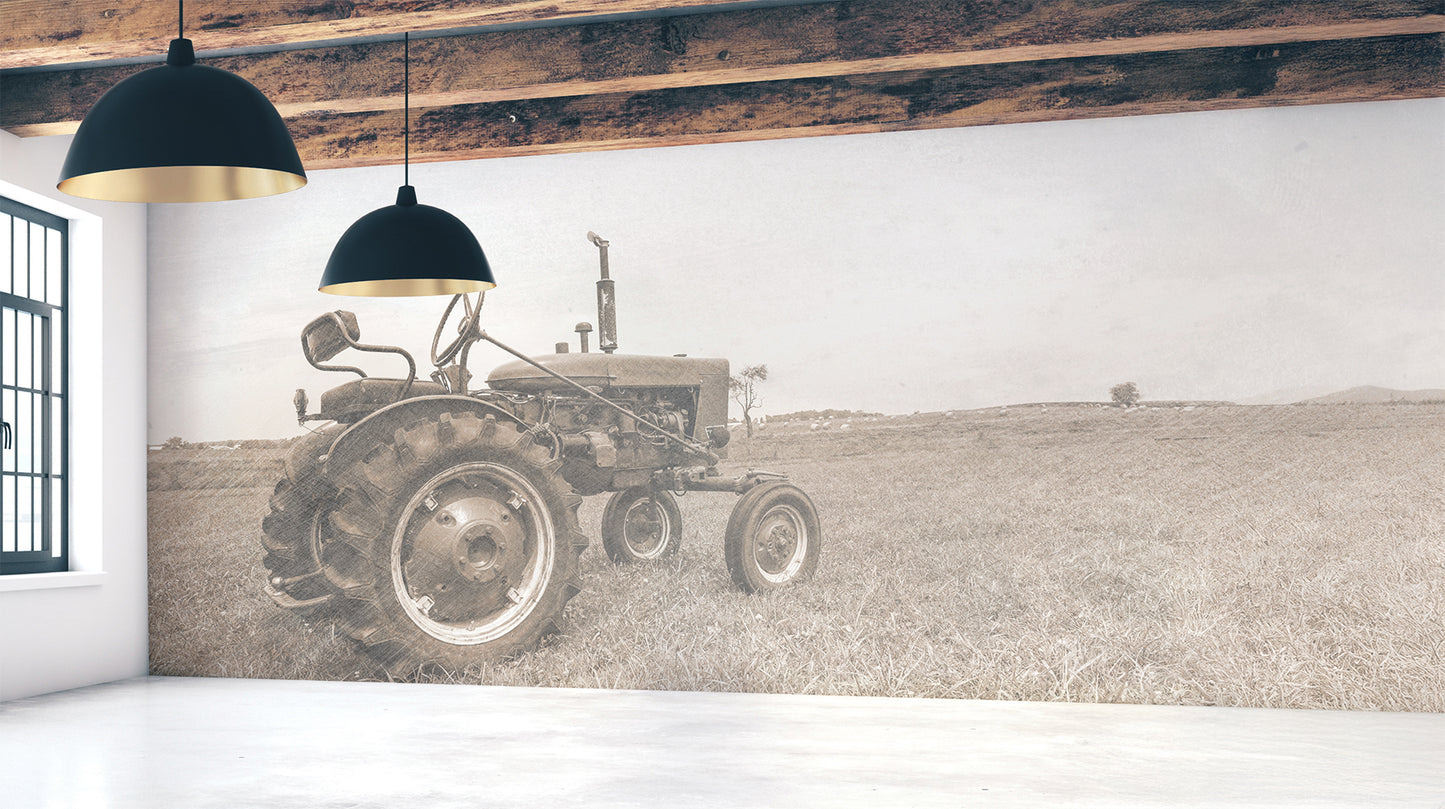 Classic Tractor in the Field Mural