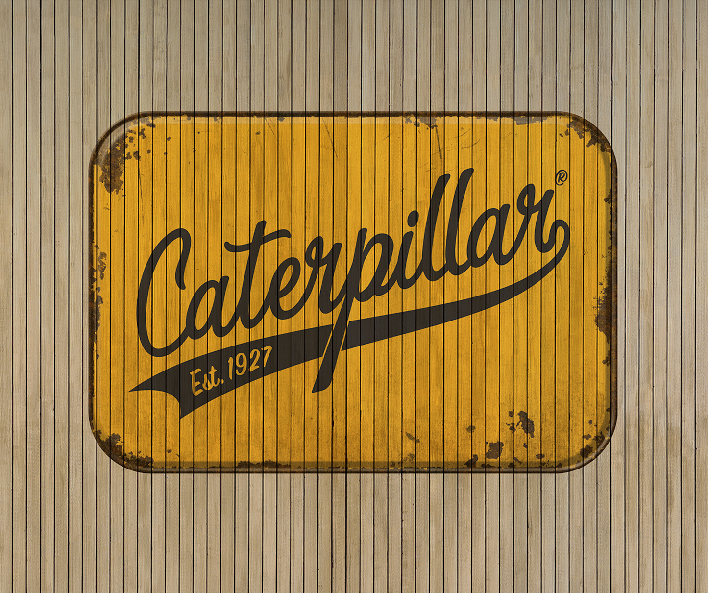 CAT Vintage Athletic Logo Wood Wall