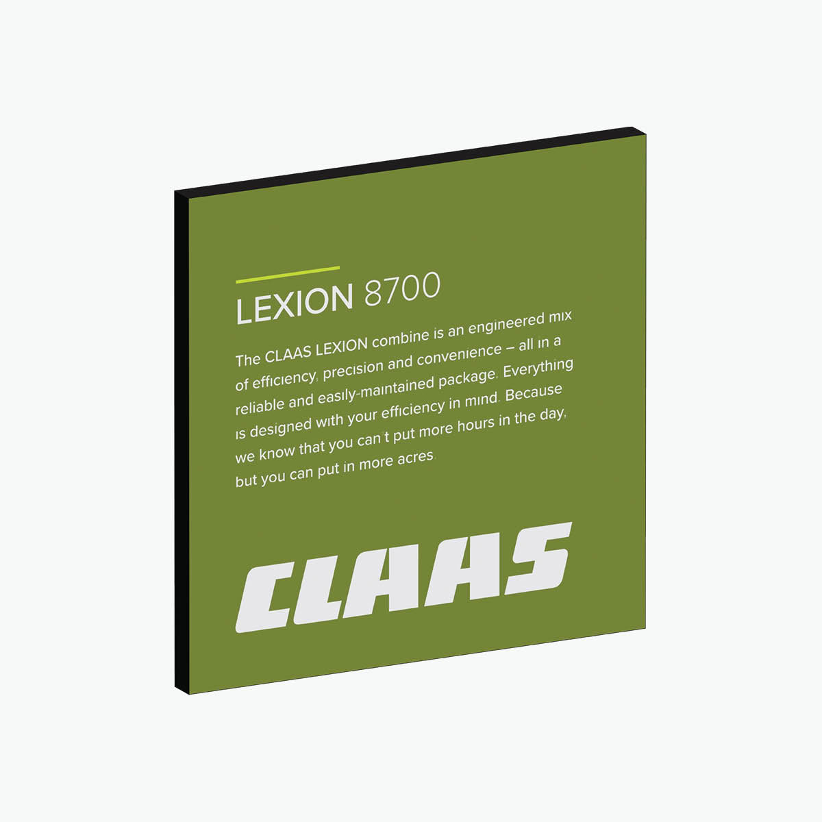 Silicon Edge Graphic (SEG) product panel for CLAAS 'LEXION 8700'