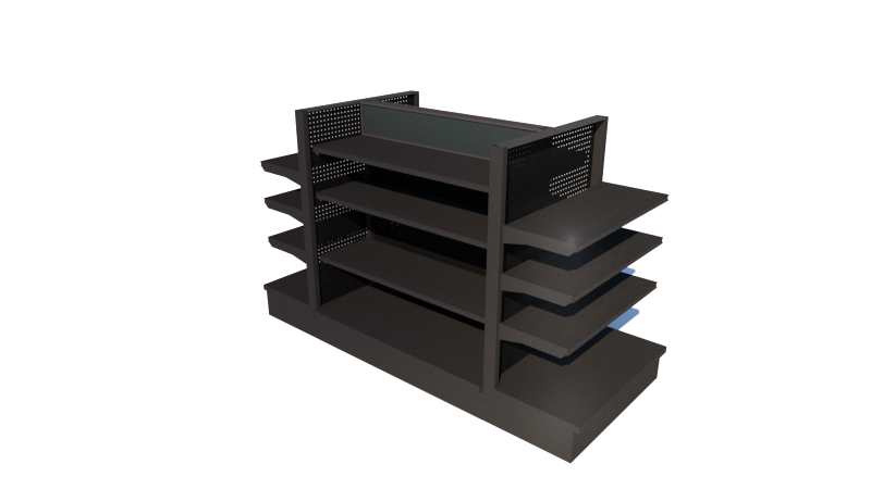 This fixture is a Lozier Showroom shelving unit designed for a Caterpillar or AGCO or Fendt or Massey dealership.