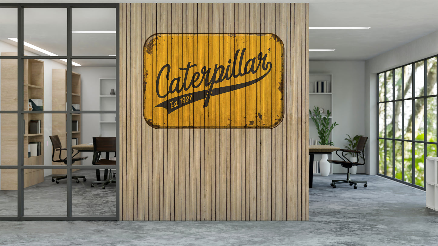 CAT Vintage Athletic Logo Wood Wall
