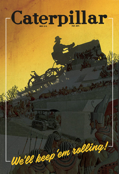 Caterpillar 'We'll Keep 'em Rolling' Metal Sign