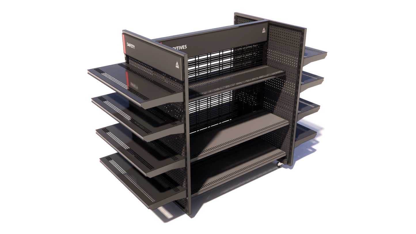 Lozier Premium Shelving, AGCO: 48" Mobile Island with Endcaps