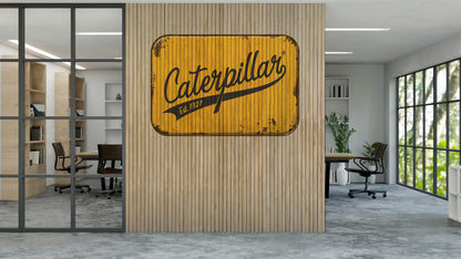 CAT Vintage Athletic Logo Wood Wall