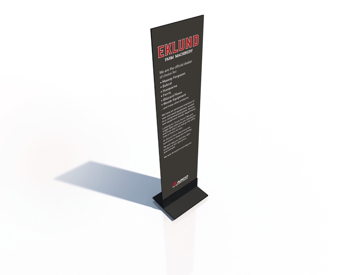 AGCO Retail Freestanding Fixture Signage